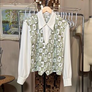 TanJay Vintage Green and White Button Down Shirt
